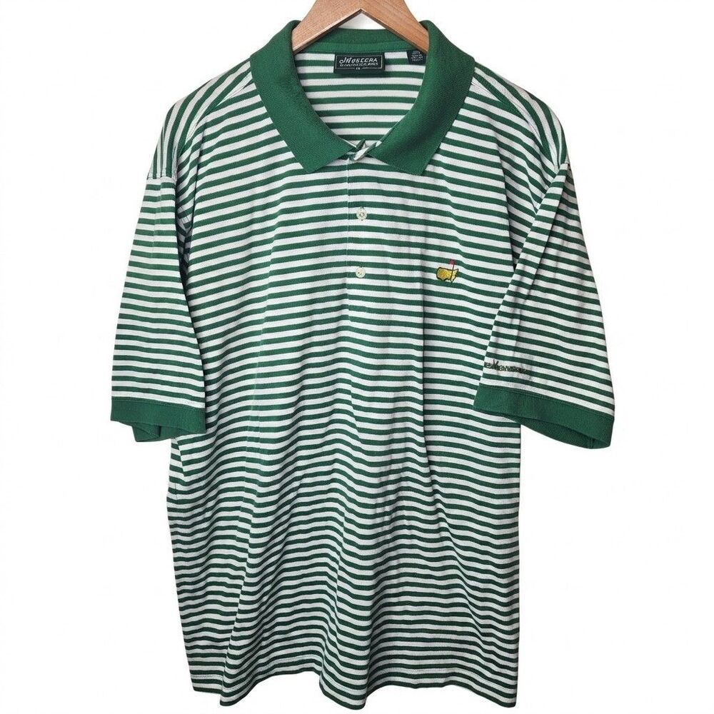 Masters Collection Golf Polo Shirt Augusta National Green Striped Mens XL